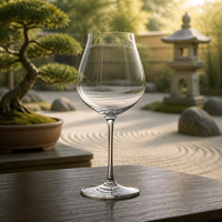 Petit verre à vin rouge en cristal de Bourgogne à long pied pour hôtel et événements