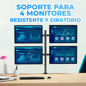 Soporte de pared para 4 monitores de 13 a 27 pulgadas, soporte de escritorio giratorio - Product Image 1