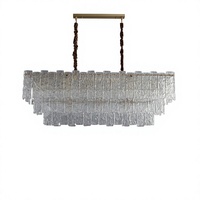 Lustre LED rectangulaire en verre transparent et cuivre, hauteur réglable, pour restaurant, salon, cuisine, maison