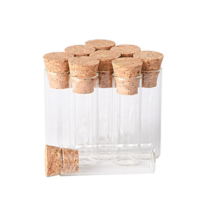Bouteille en verre à paroi droite de 30ml 40ml avec <span class=keywords><strong>bouchon</strong></span> en liège. Tube à essai en verre transparent pour une utilisation en laboratoire. Bouteille de liège vide en verre - Product Image 1