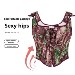 <span class=keywords><strong>Corsetto</strong></span> a tracolla regolabile da donna in seta di controllo di nuovo stile con pittura a olio - Product Image 2