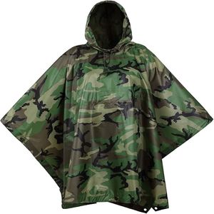 Poncho Impermeable de Camuflaje con Capucha, Ligero, para Senderismo, Camping, Pesca, Viajes, Unisex - Product Image 1