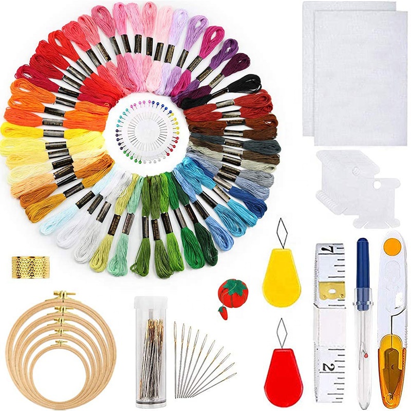 Набор для вышивания, 5 шт., бамбуковые круглые обручи для вышивки крестом, 50 цветов