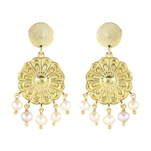 Gold Plated Brass Ethnic Pearl <b>Earrings</b> for party wear Wholesale Price - Product Image 1