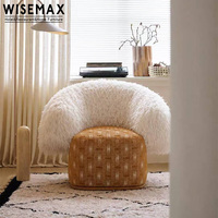WISEMAX FURNITURE Fauteuil d'appoint moderne de luxe en tissu de laine Shearling pour hôtel, bureau, villa, appartement