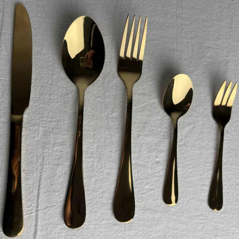 flatware and serving set weddings tableware cutlery set PVC gold Finishing silverware set Stainless Steel 410