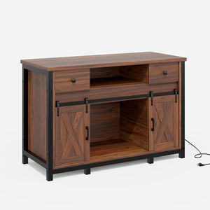 Support d'aquarium moderne en bois imperméable avec prise de courant, portes coulissantes et étagères réglables - Product Image 1