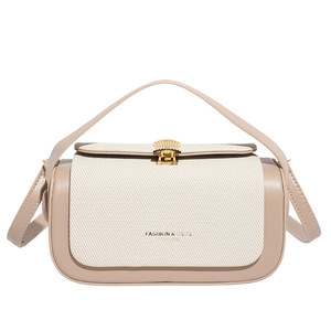 Bolso de Hombro y Bandolera Pequeño Cuadrado de Lujo para Mujer, con Bloques de Color Retro, de PU Texturizado, con Solapa, Elegante y de Nicho, para el Día a Día - Product Image 5