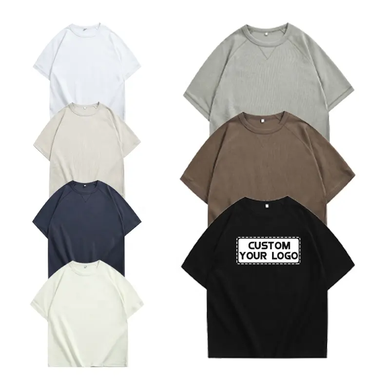 सबसे अधिक बिकने वाली उच्च गुणवत्ता वाली टी-शर्ट ड्रॉप कंधे की गर्दन टी शर्ट कस्टम लोगो पूर्व धुलाई हुई खाली टी-शर्ट