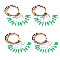 Pigtail de Fibra Óptica Monomodo SC APC de 12 Hilos G652D 0.9mm con Cubierta LSZH Codificada por Colores (12 Colores) para Caja Terminal FTTH ODN y Redes de Telecomunicaciones