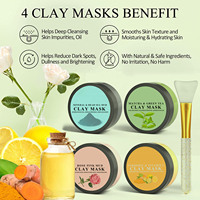 Masque facial en argile vegan au curcuma et à la vitamine C pour un nettoyage en profondeur des points noirs, soin de la peau, produit de beauté, masques faciaux à l'argile de la mer Morte et à la rose