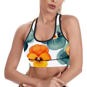 Image personnalisée soutien-gorge de sport de yoga réglable haut court une pièce Design moyen léger respirant Sexy disponible XS XL imprimé Spandex - Product Image 2
