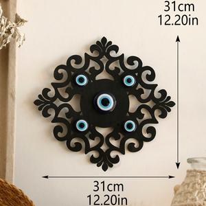 Mauvais œil en bois mur Art décor arbre de vie paon creux noir tenture murale rustique ferme ronde Boho décoration de la maison - Product Image 4