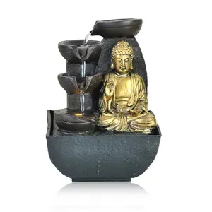 Factory Direct Sale Indoor resin decoration religion wall waterfall fountain buddha