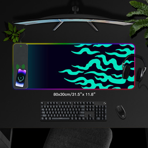 Ngọn Lửa Rắn Màu Xanh Lá Cây Ngọn Lửa In RGB Chuột Chơi Game Pad Thêm Lớn Mềm Mại, RGB Chuột Pad Với 10W Sạc Không Dây | Rts - Product Image 2