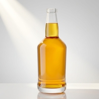Bouteille de whisky de luxe en verre transparent de 750 ml à fond épais avec bouchon en liège, finition mate, col long pour brandy, rhum et spiritueux
