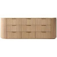 Commode Byron Emperador à 9 tiroirs en bois massif de chêne écologique avec plateau en marbre, design moderne, meuble de chambre durable