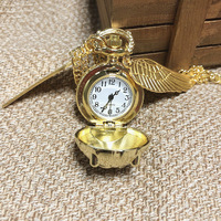 Vente en gros de montre de poche à quartz boule magique dorée rétro boutique avec chaîne collier bijoux accessoires cadeau pour garçons filles