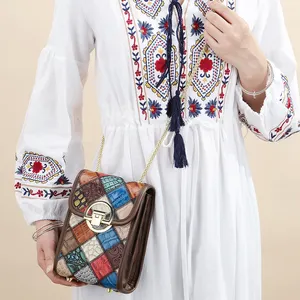 Westal-Bolso pequeño de lujo estilo bohemio para mujer, bandolera de cuero genuino, para teléfono móvil