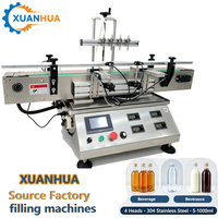 Machine de remplissage automatique d'huile et d'eau XUANHUA à 4 têtes avec pompes magnétiques motorisées de haute précision pour bocaux et bouteilles