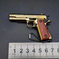 Porte-clés Mini Pistolet Jouet pour Garçons 1911 en Bois, avec Cartouche Texturée, Design Cool