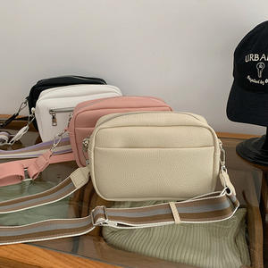 Women's Mini Crossbody <b>Bag</b> Solid Color Pu Horizontal Square Zipper Closure Everyday Use <b>Small</b> Shoulder <b>Bag</b> Apricot <b>White</b> Pink - Product Image 1