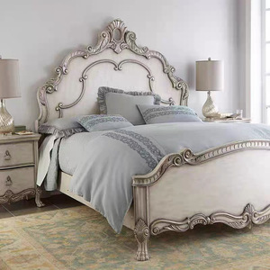 Französisches Vintage-Holzbett mit Schnitzereien, 1,8-Meter-Doppelbett für Schlafzimmer, Europäischer Stil, Anpassbar. - Product Image 1