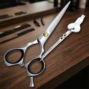 Ciseaux à cheveux professionnels ASAP Razor Sharp Mirror Finish en acier inoxydable, manche long pour droitiers, lames à bords dentelés - Product Image 3