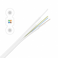 Kabel Fiber Drop FTTH 4 Core Tahan Cuaca GJYXCH Stok Tersedia, Dilengkapi Penyangga Logam, Dapat Menopang Sendiri, Putih/Hitam