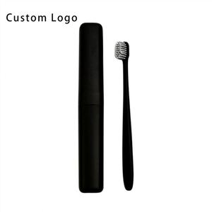 Polyester Material Custom Logo Eco Friendly Toothbrush with Charcoal Bristles and Portable Travel Case - Product Image 3