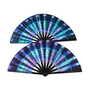 Éventail pliant en bambou personnalisé avec motif arc-en-ciel et logo, grand format, pour festival, cadeau - Product Image 2