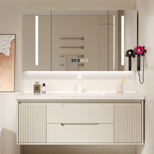 French-style white smart bathroom cabinet storage <b>mirror</b> cabinet white countertop sink wall-mounted cabinet body - Product Image 5
