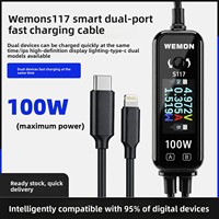 Kabel Data Pengisian Daya Cepat 100W dengan Layar Digital, Perbaikan Tipe C/PD untuk Huawei, iPhone, Vivo, Uji Pengisian Daya