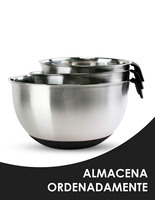 Juego de 3 Tazones Mezcladores de Acero Inoxidable con Asas, Base Antideslizante, Apilables, para Cocina, Hogar o Restaurantes