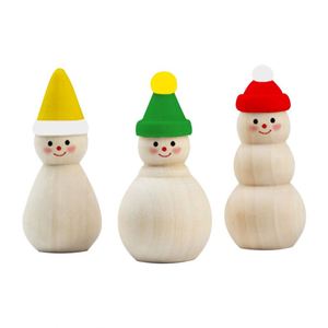 Christmas DIY Crafts Gifts Painting Art Projects Blank Unfinished <b>Wooden</b> Snowman Peg Dolls - Product Image 4