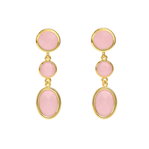 Fashion <b>Dangle</b> <b>Earrings</b> PVD <b>Gold</b> Plated 316L Stainless Steel Pink Stone Drop <b>Earrings</b> - Product Image 2