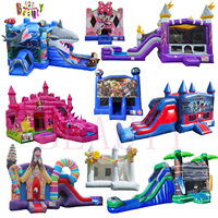Château Gonflable Commercial en PVC Blanc Personnalisable pour Adultes, Combo Extérieur avec Toboggan Aquatique pour Fêtes d'Enfants