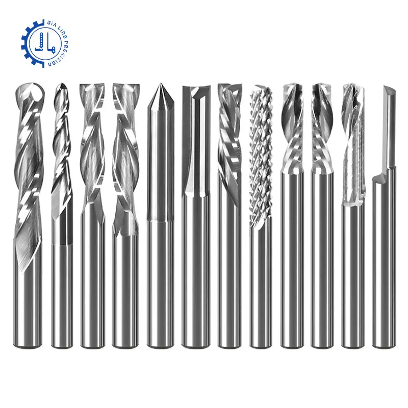 Jispiral Spiral yönlendirici Bit yukarı ve aşağı sıkıştırma kesici freze kesicisi düz Bit karbür CNC uçları