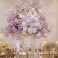 C-255 Vente en gros de boules de fleurs de gypsophile blanches et roses, arrangement floral, centre de table pour mariage