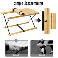 Table de pique-nique en bois, rouleau pliable, créatif, bas en bambou, pour la plage, la pêche