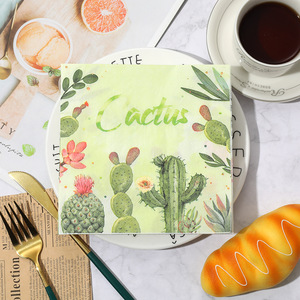 Cactus Napkins 330mm Disposable Paper Towels For Themed Party Use - Product Image 1