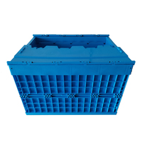 Grandes boîtes de rangement en plastique pliables, empilables et emboîtables de 165 L avec couvercles attachés