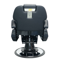 Fauteuil de barbier inclinable hydraulique en cuir PU noir avec dossier extra large et rotation à 360° °   Repose-pieds pivotant et réglable pour salon de coiffure