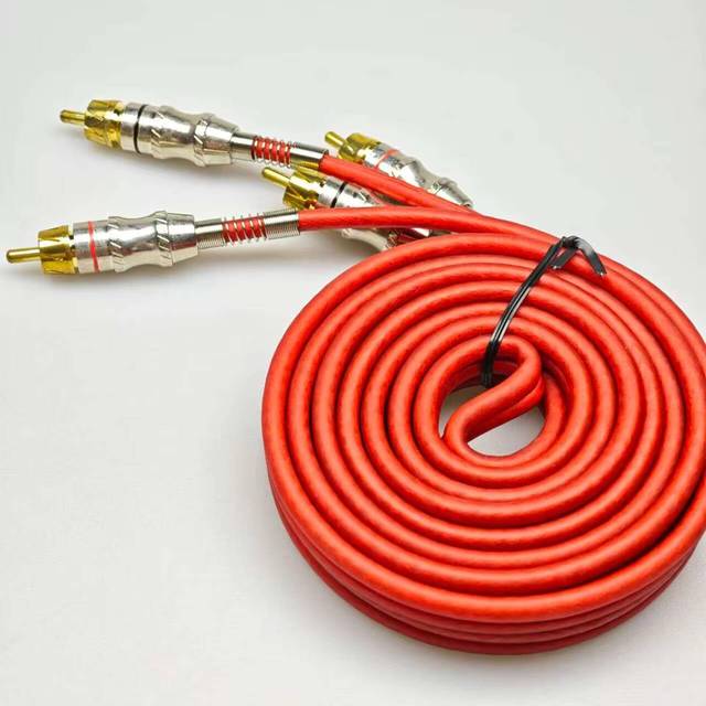High-density braided amplifier OFC/CCA/CCS stereo car audio cable with dual RCA male connectors