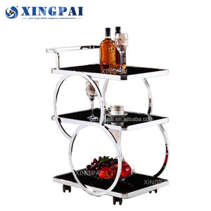 XINGPAI luxe or argent métal verre thé vin nourriture restauration boissons servant chariot bar chariot pour hôtel restaurant fête de mariage - Product Image 3