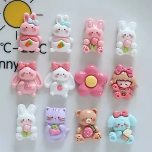 Parlak bunny yavru ayı çiçek DIY takı el yapımı pin aksesuarları malzeme doğu 6 boncuk plastik reçine charms