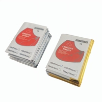 En stock Couverture de survie d'urgence pour camping, escalade, randonnée, imperméable, en feuille argentée réfléchissante, thermique, en matériau PET, tout usage