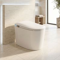 WC intelligent WaterMark blanc, à poser au sol, allongé, à jet siphonique, avec eau chaude instantanée et fermeture douce, pour hôtel