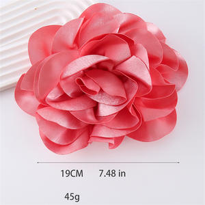 Satén francés 19cm tela exagerada flor grande broche Pin hecho a mano flor vestido accesorio broche - Product Image 6
