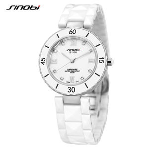 Sinobi blanc céramique montre femmes nouvelle mode en acier inoxydable femme <span class=keywords><strong>montres</strong></span> en vente liquidation bienvenue personnalisation - Product Image 2